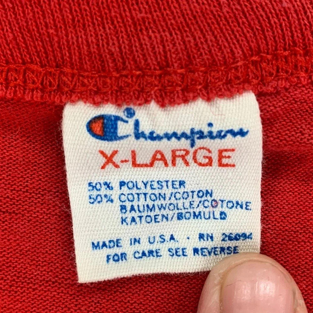 VTG 80s Champion T-Shirt Mens XL Red Basketball Graphic Tee USA Single Stitch - Picture 3 of 8